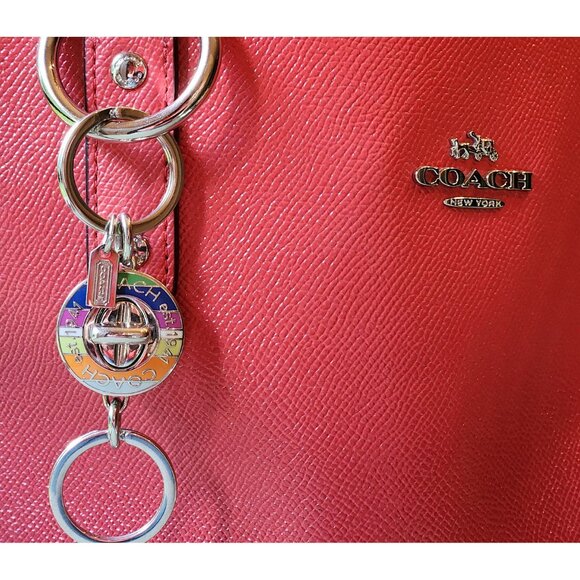 Coach Authentic 1941 Multicolor Stripe Turnlock 2-n-1 Valet Keychain NWOT - Picture 5 of 9